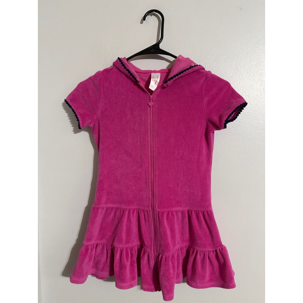 Cat & Jack Girls Pink Terry Cloth Hooded Swim Cover Up Dress Size S 6 6X